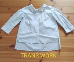 TRANS WORK オーバーサイズ 白 デザイン シャツ ストライプ 七分袖のサムネイル