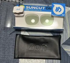 Zoff サンカットグラスから新品時取り外したレンズ　& ケース　メガネ拭き他