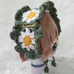 ひまわり ぬい服 ヘッドドレス〈オレンジ×白×黄×茶×緑〉にじまるっと