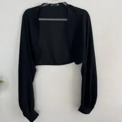 ブラック クロップド 長袖カーディガン