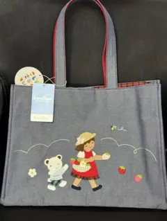 familiar 子ども企画会議 デニムバッグ クマちゃんのいちごどろぼう新品のサムネイル