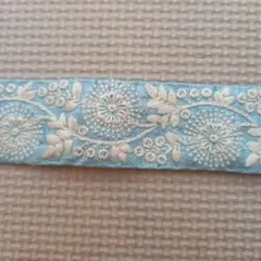 インド刺繍リボン　水色　ライトブルー