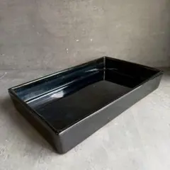 漆器 長角盆 黒 約38cm 銀星窯 トレー 和食器 業務用 0423