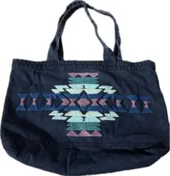 【超オシャレ】　ネイティブ柄　デニム　トートバッグ