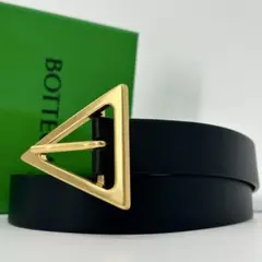 未使用級✨ボッテガヴェネタ ベルト トライアングル ゴールド ブラック レザー