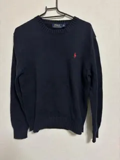 POLO RALPH LAUREN コットン セーター ネイビー 赤ポニー XS