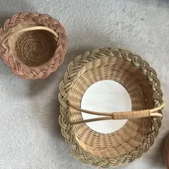 天然素材 編み込みバスケットセット　大小2点セット
