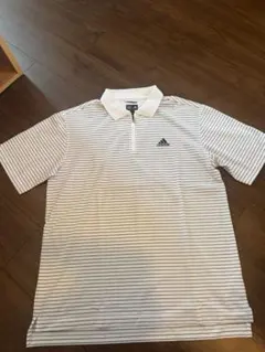 adidas ストライプ ポロシャツ L