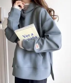 【XL】くすみブルー　ダンボールパーカー