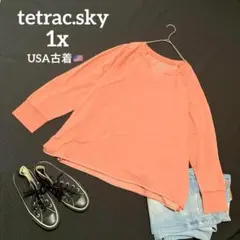 tetrac.sky コーラルピンク スキッパー トレーナー 1X USA 古着