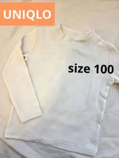 size 100 ユニクロ リブハイネック オフホワイト