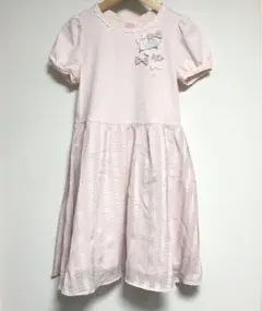 メゾピアノ　140cm リボン　チェック　ドッキングワンピース　ピンク