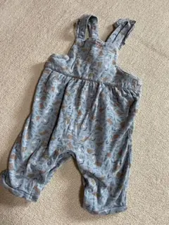 バースデイ　サロペット　ロンパース　ウサギ柄　裏起毛　80