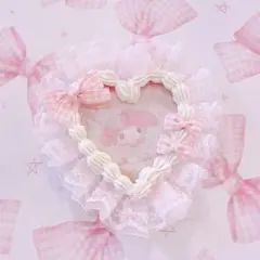 ホイップデコトレカケース硬質カードケース♡B8サイズ♡ チェックリボンハート♡