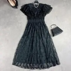 PREFERIR プレフェリール 総レースフリルスリーブロングドレス 結婚式