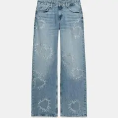 美品　ZARA TRF ラインストーン&宝石付きバギーデニムパンツ 美品 ZARA TRF ラインストーン&宝石付きバギーデニムパンツ - メルカリ