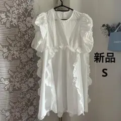 レディース ワンピース 白ワンピ フリルワンピ 半袖ワンピ 春夏ワンピ