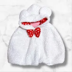 キッズ【ディズニー】フードボワポンチョ ミニー リボン 秋冬 ハロウィン ドット