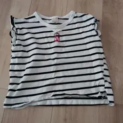 110cm フリル袖 ストライプ Tシャツ　petit main