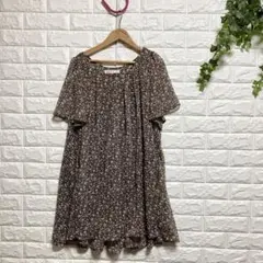 【アズノウアズ】（F）タックドレープシフォンチュニック シアー 花柄