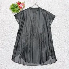 美品 【アツロウタヤマ】 チュニックブラウス グレー系 ストライプシャツ 可愛いのサムネイル