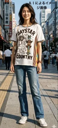 rough 半袖Ｔシャツ M 白　カラフル　刺繍　プリントのサムネイル
