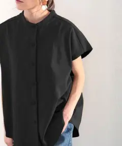クラシカルエルフ バンドカラー 半袖 コットン カットソー XL 大きいサイズ