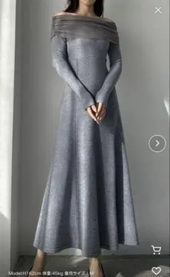 【2枚組】チュールオフショルフレアニットワンピ／オフショルフレアニットワンピ