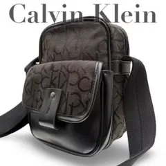 y2k Calvin Klein ショルダーバッグ　レザー　キャンバス　ロゴ柄のサムネイル