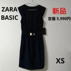 【新品】ZARA BASIC ノースリーブワンピース ネイビー XSサイズ