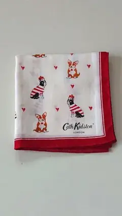 Cath Kidston ハンカチ ドッグ柄 ホワイト レッドのサムネイル