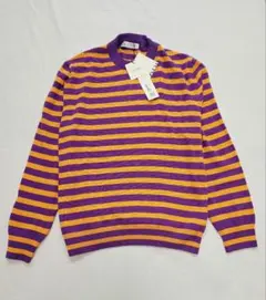 【新品】ZARA　長袖セーター 紫とオレンジのストライプ
