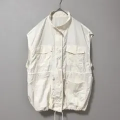 ◉OLIVE des OLIVE　スタンドカラーミリタリーベスト　白　F　ボタン