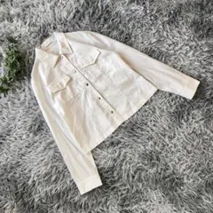 Feel and Ease【M】アイボリー シャツ風 デニム ジャケット 定番品