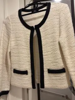 INÉD ノーカラージャケット ホワイト/ブラック