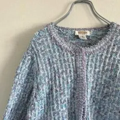 used マルチカラーカーディガン アイスブルー コットン パープル 春服 古着