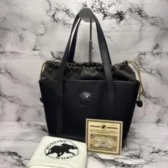 (美品)大人気、ハンティングワールド、ハンドバッグ、丈夫なキャンパス、巾着タイプのサムネイル