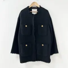 ジャーナルスタンダードレサージュ　GIOLICAツイードBIGジャケット　黒のサムネイル