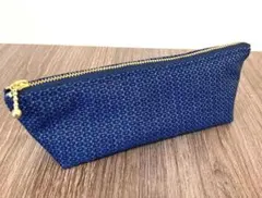 ペンケース　着物リメイク　和柄　紺色