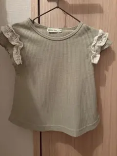オリーブグリーン フリル付きTシャツ 90cmのサムネイル