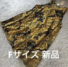 spicymode ノースリーブ花柄ワンピース黒地にマスタードF 新品