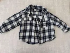 美品！青いチェックシャツ　90サイズ