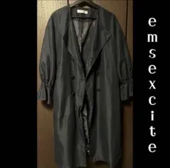 emsexcite トレンチコート ネイビー フリル 襟付き レトロガール M