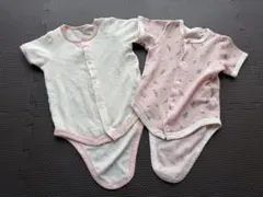 ベビー肌着 2点セット ホワイトとピンク　花柄　70㎝ 女の子
