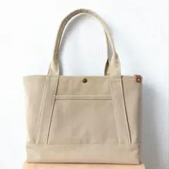 帆布トートバッグ　8号帆布　A4サイズ　肩掛け　グレージュ