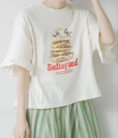 ニコアンド フリルアソートキャット Tシャツ オフ L