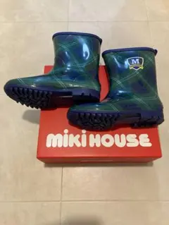 【ちょっと値下げ】 MIKI HOUSE レインブーツ チェック柄　サイズ:21のサムネイル