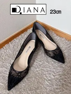 ❤️DIANA❤️フラワーチュール メッシュフラットパンプス 23㎝　美品のサムネイル