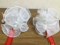 社交ダンスフリルフロート中心に大きいパール付きリボンC12