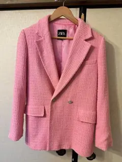 ZARA ダブル テーラードジャケット ブレザー XS パープル ピンク系 